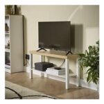 Hadwell Matt White & Natural Oak Effect TV Stand
