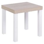 Hadwell Matt white & natural oak effect Side table (H)35cm (W)35cm