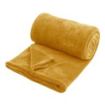 Hafaa Fleece Blanket Sofa Throws Mustard Yellow 130x150cm