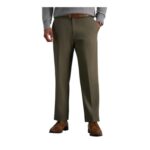 Haggar Mens Premium No-Iron Khaki Pants, Toast 36W X 30L