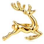 Halatool 8 Set Christmas Gold / Silver Metal Reindeer Napkin Rings – Sold by Halatool / FBA