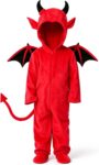 Halloween Costumes for Kids Devil Jumpsuits with Wing and Tail Zip-Up
