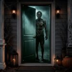 Halloween Door Banner 180 x 90 cm Horror Door Cover for Party Decor (Grey-Zom)