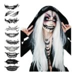 Halloween Face Tattoos: Mouth and Skull Stickers, 10 Pcs
