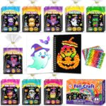 Halloween Foil Art, Party Bag Fillers for Kids, Foil Craft Colouring Books