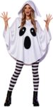Halloween Ghost Costume for Women White Ghost Poncho with Leggings