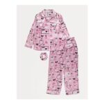 Halloween Pink Ghost Satin Shirt Pyjamas