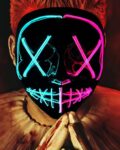 Halloween Purge Light Up Mask LED Scary for Halloween Costume, Masquerade Cosplay Light Up with 3 Lighting modes – use voucher at checkout