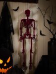 Halloween Purple Indoor Flocked Skeleton Decoration Free Click and Collect