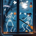 Halloween Window Stickers Large 9Sheets Skeleton Ghost Sticker for Glass