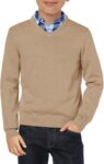 Haloumoning Boys School Uniform Sweater Kids Long Sleeve V Neck Pullover Fall Winter Clothes 5-14 Years