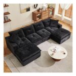 Hamlody Boneless Cloud U-Shaped Modular Sectional Sofa, Black