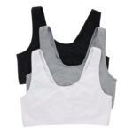 Hanes Womens Scoopneck Bralette, Low-Impact, Cooling Cotton Crop Top, 3-Pack