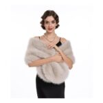 Haojing Faux Fur Wrap Shawl for Women, Winter Bridal