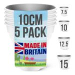 Happy Pots 10cm Plant Pots, 5-Pack, UK-Made, Plastic