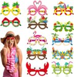 Hawaiian Party Glasses,Novelty Luau Party Glasses for Adults Kids,Paper Party Eyeglasses Mask,Hawaii Tropical Party Eyewear Glasses,Summer Beach Party Photo Booth Props Fancy Dress Decoration