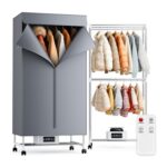 Heated 2-Tier Clothes Dryer with Cover, 1800W, Remote, Wheels