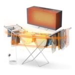 Heated Clothes Airer with Cover and Foldable Rack