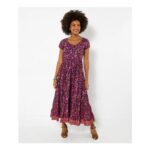 Heidi Crinkle Cotton Border Print Dress