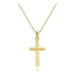 Hiseeyo 14K Gold Cross Necklace for Women, Dainty Chain