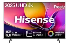 Hisense 65 Inch 65E6QTUK 4K Ultra HD Freely Smart AI TV 4K UHD, Hi-View AI Engine, Precision Colour – 2 Year Warranty