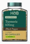 Holland & Barrett High Strength Turmeric 600mg with Black Pepper 90 Capsules – Free C&C