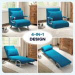 Homcom Single Chair Bed, Click Clack Convertible Settee, Blue, Faux Suede, Pillow – Voucher Price – Sold & Shipped by Aosom MHSTAR UK