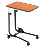 Homecraft Overbed Table W/Castor Wheels Adjustable Steel-FramedTeak Laminate Top Adjustable Height 53-82cm, Like New – Sold By Amazon Resale