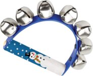 House of Marbles Christmas Handbells, FSC-Certified Wooden Handle with 7 Metal Jingle Bells, Festive Rhythm Instrument