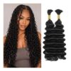 Humistwbiu Deep Wave Human Hair, Brazilian Braiding, 1B, 20in, 100g
