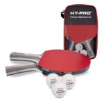 Hy-Pro Table Tennis Set with Bats Complete Ping Pong Set with 3 Star Table Tennis Balls and Multi-ply Bats