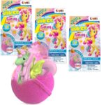 INKEE Galupy Unicorn Bath Bombs for Kids 3 Pack 3X 100g Bubble Bath Fizzers with Collectible Unicorn Figures, Caramel Scent & Jojoba Oil Fun Gift Idea for Children Age 3