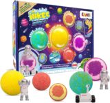 INKEE Space Kids Bath Bombs with Surprise Toys Solar System Planet Collection, 5 Bubble Bath Bombs with Scents Fun Bath Toys and Gift for Children Ages 3