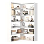 IRONCK Corner Bookcase 6-Tier L-Shaped Shelf, White, 89.5×89.5x180cm