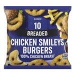 Iceland 10 Breaded Chicken Smileys Burgers 500g