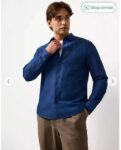 Indigo Linen Blend Long Sleeve Button Up Shirt XL, XXL, XXXL