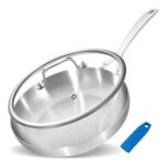 Inqibee 22 Cm Tri-Ply Stainless Steel Frying Pan with Lid