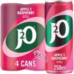 J2O Apple & Raspberry Juice Blend 250ml Can 4 Pack