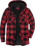 JACKETOWN Mens Hoodies Flannel Jacket Windproof Thick Warm Coat Plaid Shirt Fleece for Man Sweatshirt Lined with Zipper Hooded Pockets