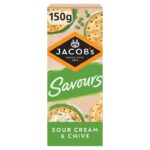 JACOBS Savours Thins Sour Cream & Chive Crackers, 150g – £1.02 S&S