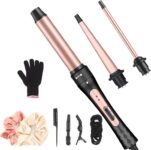 JAETON 3 in 1 Curling Iron Wand Set with 3 Interchangeable Barrel(9-32mm)