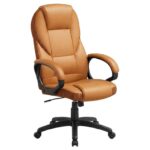 JOYFURNOS Ergonomic Desk Chair, 73x70x(112-122)cm, Adjustable Swivel Office Chair with Silent Wheels, for Home Workspace, Brown
