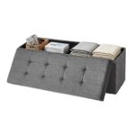 JOYFURNOS Storage Chest, Storage Ottoman Bench, 38 x 110 x 38 cm, Dark Grey