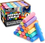JOYIN 24 PCS Washable Sidewalk Chalks Set Non-Toxic Jumbo Chalk for Schools, Outdoor Art Play, Paint on Chalkboard, Blackboard and Playground