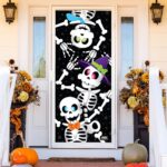 JOYIN 3D Design Scary Skeleton Door Cover 30 x 72 for Halloween Skeleton Door, Window and Wall Cover Indoor Outdoor Decoration