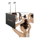 JUSRON 3-Way LED 360 Haircut Mirror, Adjustable, Rechargeable
