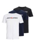 Jack & Jones Mens Logo Tee SS Crew Neck T-Shirt (Pack of 3) – Small