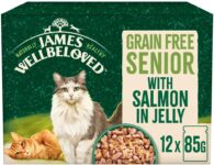 James Wellbeloved Grain Free Adult Cat Food with Salmon in Jelly Pouch 12 x 85g
