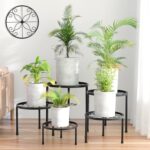 Jeackcelle 5 Pack Metal Plant Stands, Heavy Duty Flower Plant Pot Stands for Multiple Plant, Anti-Rust Iron Plant Pot Shelf, Decoration Plant Stand Racks for Home Indoor and Outdoor (Black)