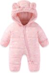 JiAmy Baby Toddler Snowsuit Winter Romper Suit, Baby Boys Girls Bear Hooded Footed Romper Snow suits Cartoon Zipper Jumpsuit Winter Outfits Clothes 3-24 Months